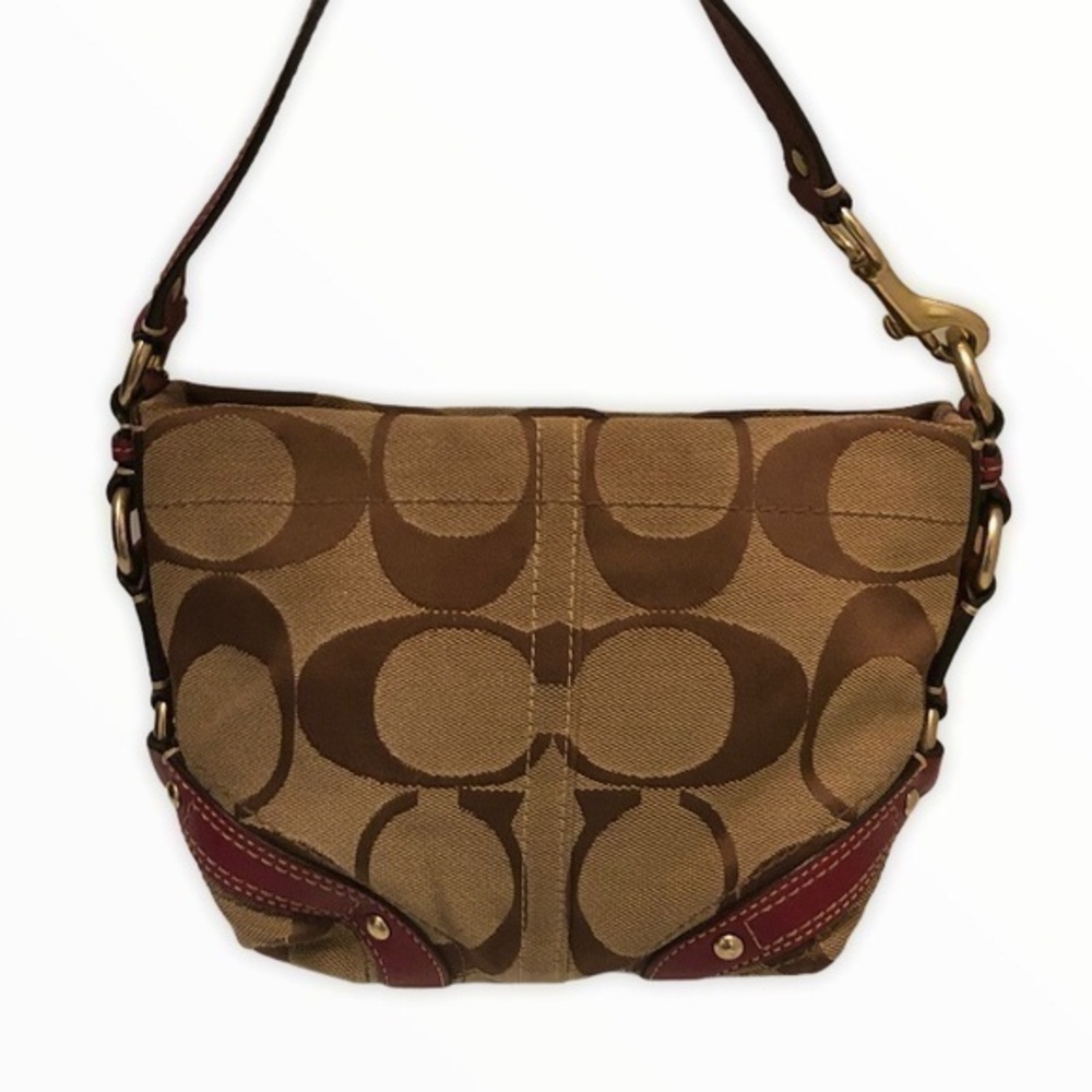 Coach vintage y2k mini Carly hobo signature c brown burgundy mini tote bag